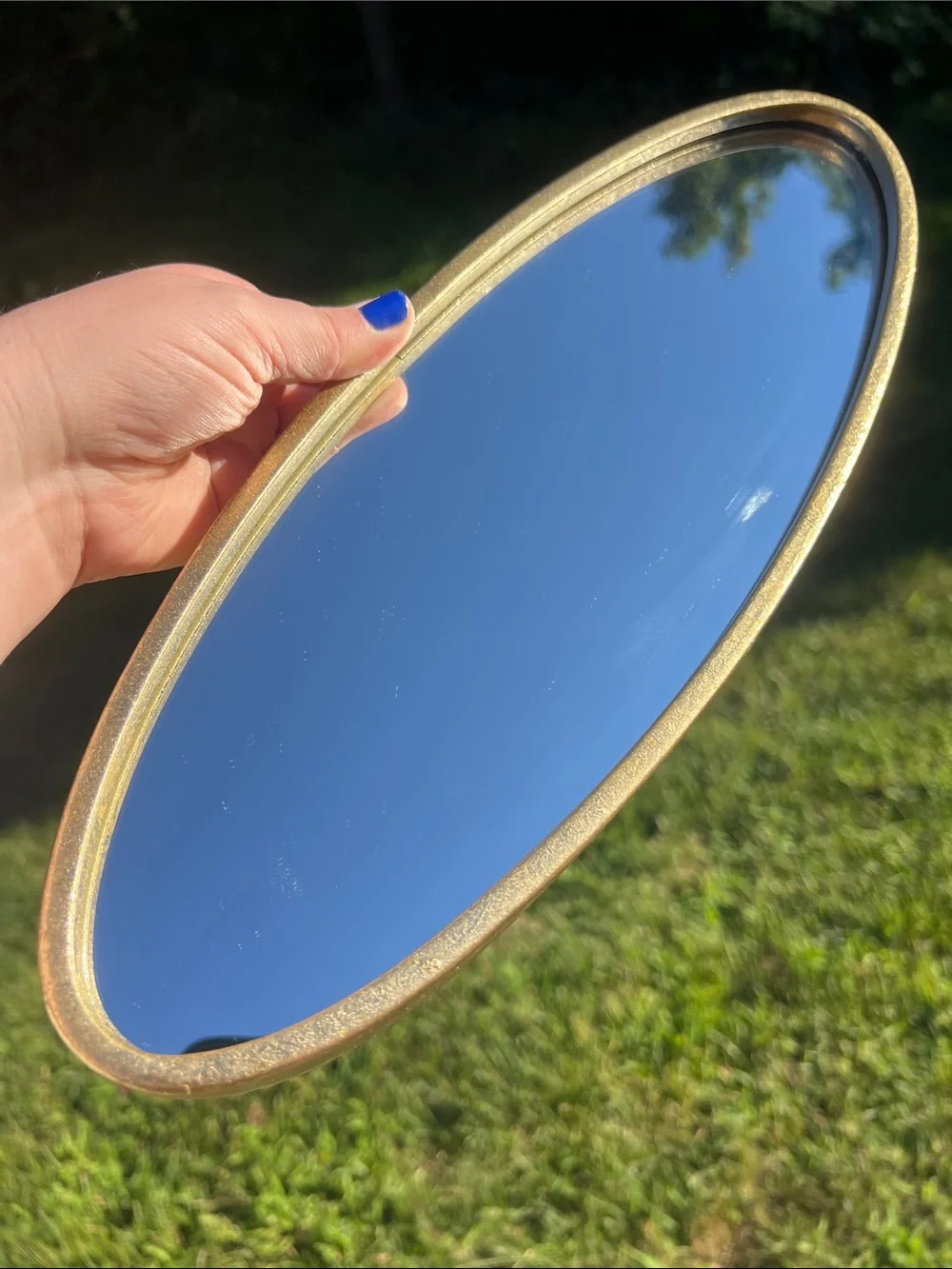 Beautiful Gold Gilt Skinny Oval Wall Mirror